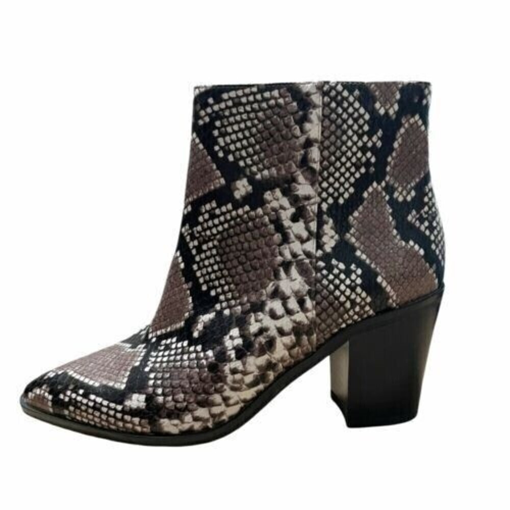 14th & Union Women Snake Faux Leather Heel Braxten Ankle Boots‎ 8.5